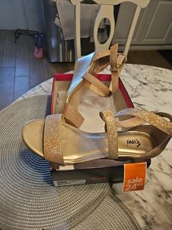 Dress Low Heel Gold Shoes