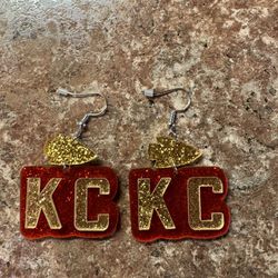 New Kansas City Chiefs Glitter Earrings Shipping Available 