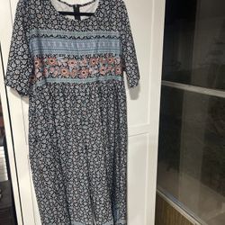 Women's Floral Jumpsuit 2xl Blue and Pink Wide Legged One Piece