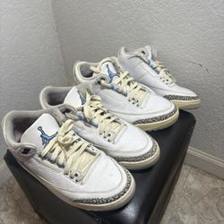 Two (2) pairs of Jordan 3 UNC size 9