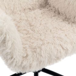 Criss Cross Chair with 5-Gear Adjustable Armrests & Wheels, Ergonomic Thickened Backrest Swivel Desk Chair for Home Office, Vanity, Bedroom and Living