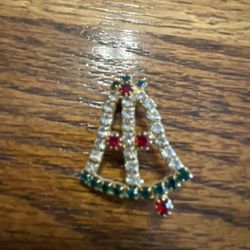 Faux Stone Christmas Bell Broach Pin 