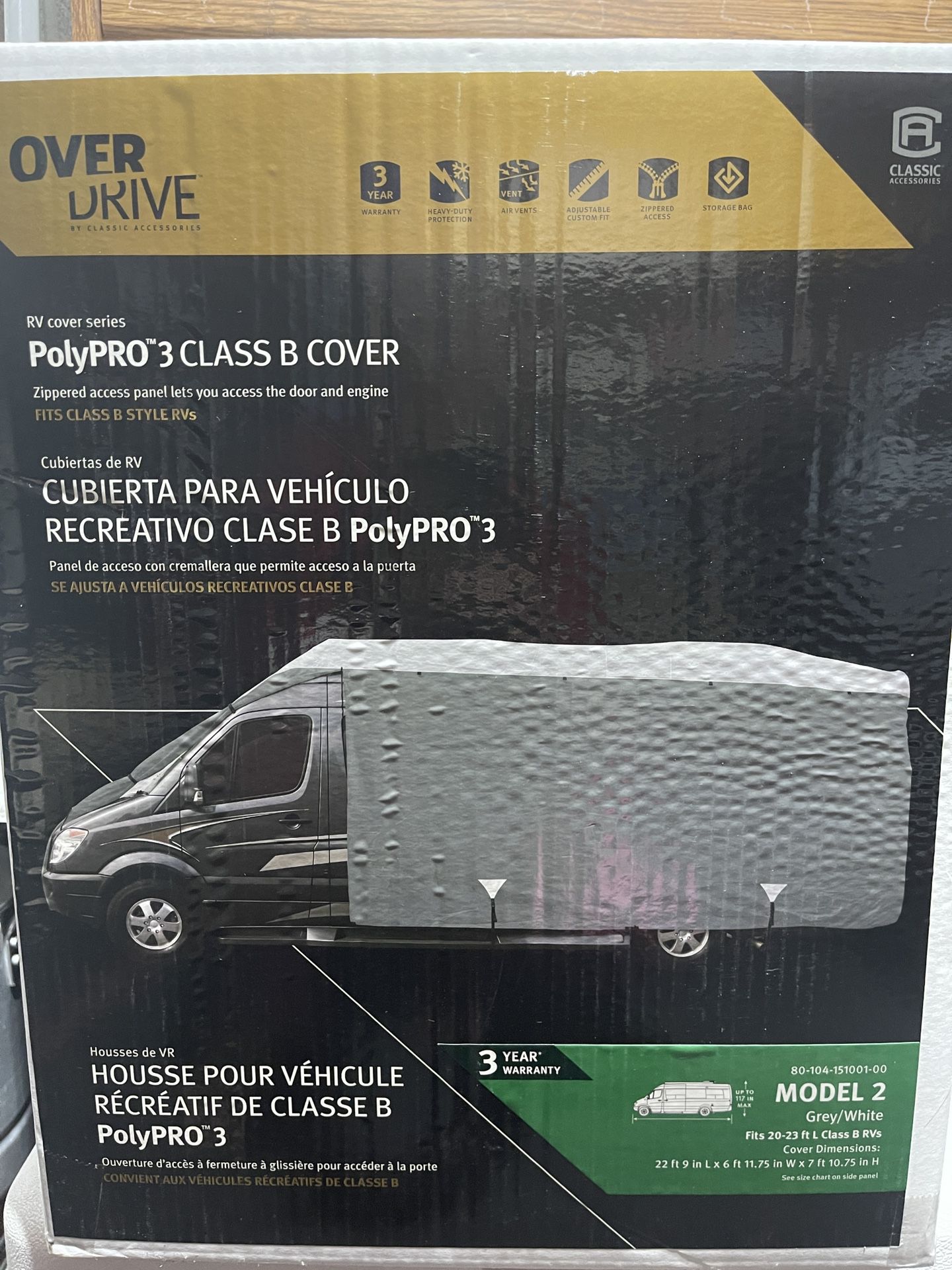 Classic Accessories OverDrive PolyPro 3 Deluxe Class B RV Cover, Gray