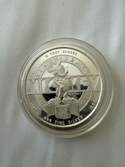 1976 5 TROY Oz silver sixty years Mickey