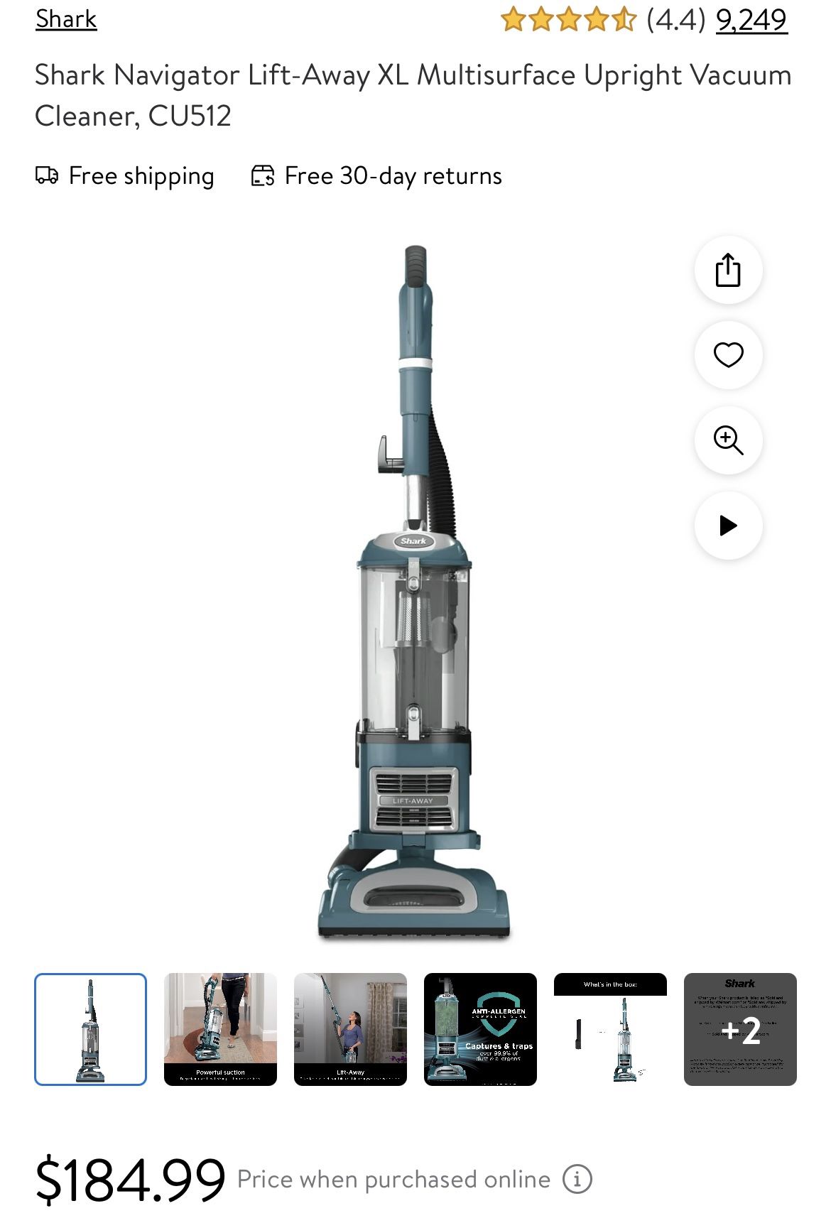 Shark Navigator Lift-Away XL Multisurface Upright Vacuum Cleaner, CU512 - NEW