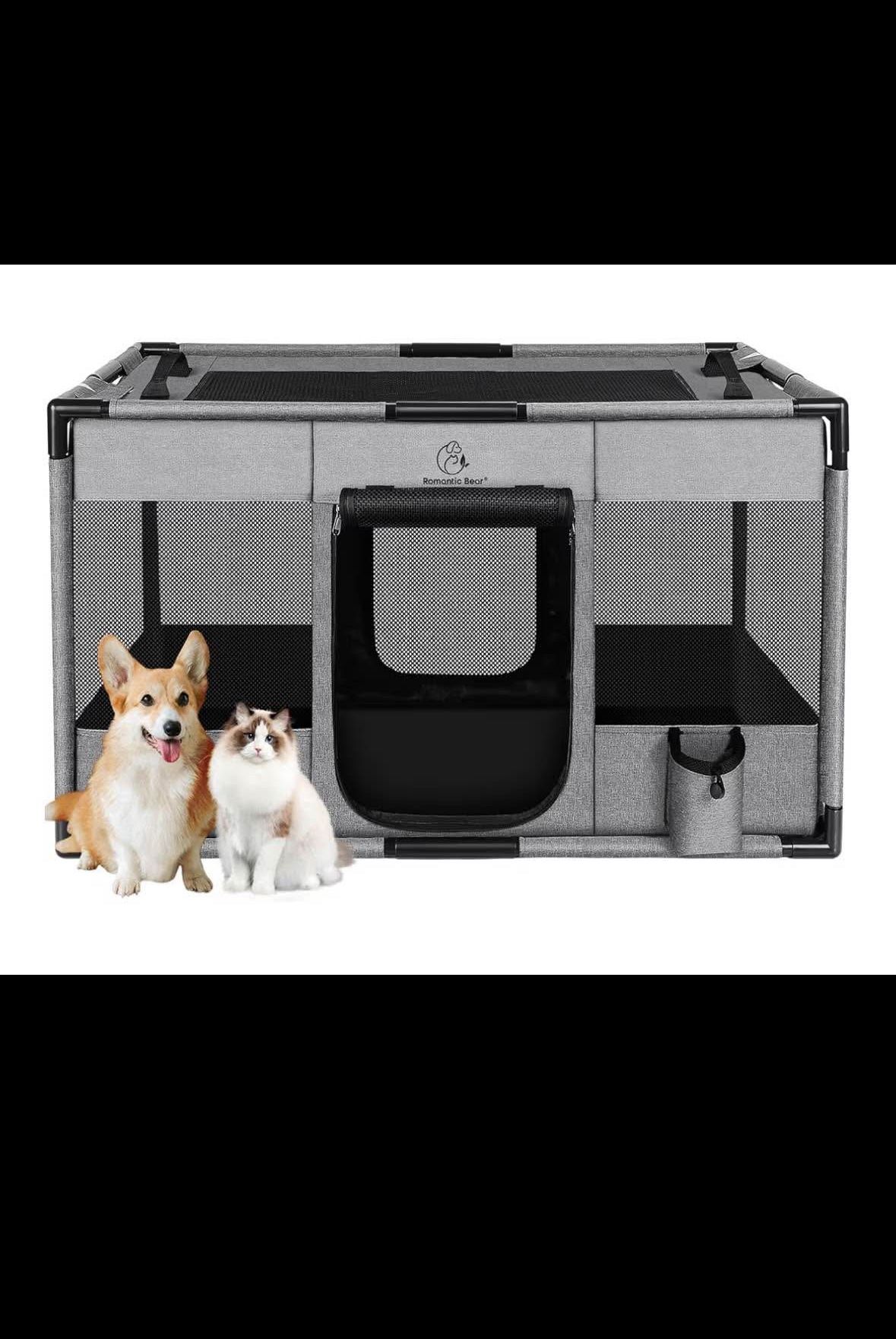 Dog Playpen,Fabric Fence, Portable Soft Cat Kennel Crate,Breathable Exercise Puppy Pen,PVC Pipe Frame