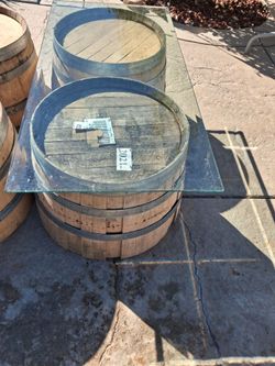 2 half barrels & heavy Duty glass top
