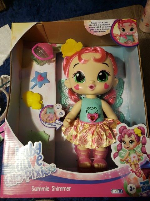 NEW BABY ALIVE GLOPIXIES SAMMIE SHIMMER BABY DOLL & ACCESSORIES AGES 3+ IN HAND