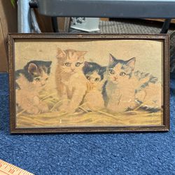 Antique Framed Cat Print 