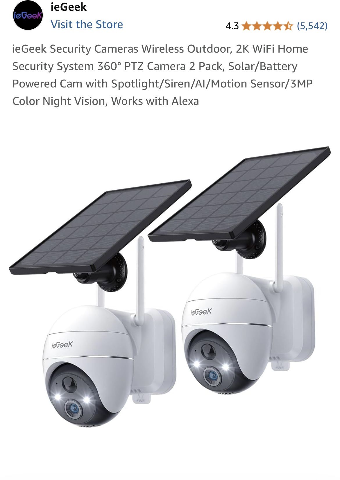 NEW IGEEK SOLAR OUTSIDE CAMERAS 2 PACK