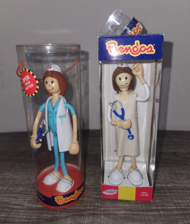 Set of 2 Rare Vintage Bendos Bendable Posable Figures