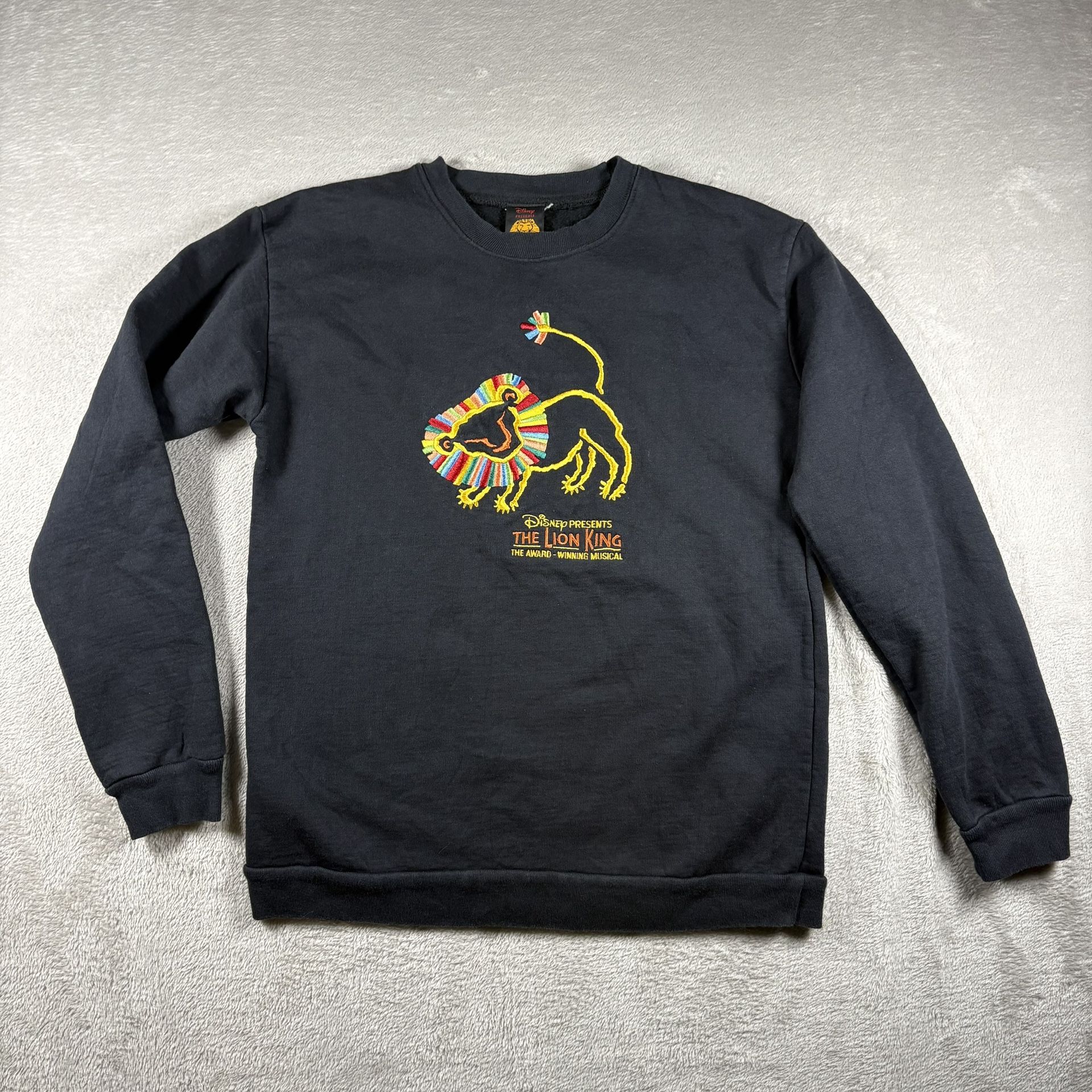 Vintage 90’s The Lion King Broadway Musical Youth L Black Sweatshirt Disney#527