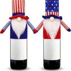 Gnome Wine Bottle Cover Plush Elf Scandinavian Ornament Gift Dining Table Decoration Toppers Party Decoration (2 Pcs)