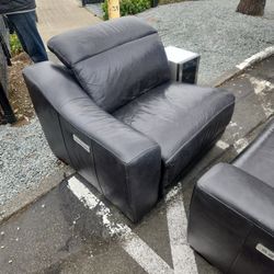 Motorized Leather Recliner And Motorized Leather Love Seat