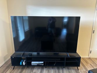 85” Samsung HDTV and Samsung Soundbar with TV stand