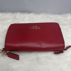 Coach Long Miami Red Leather Zip Clutch Wallet BOUTIQUE Coach