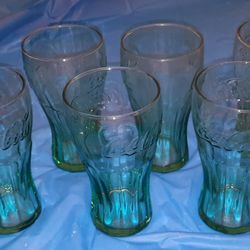 VTG 6 Coca-Cola Cola Glasses Georgia Green Plus 2 Oddballs. Get Them All!