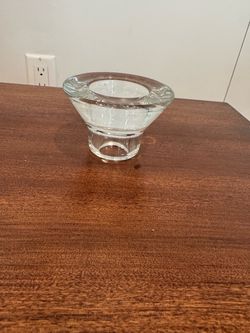 Vintage Clear Heavy Glass Candle Holder / Votive Holder 4.5" Wide