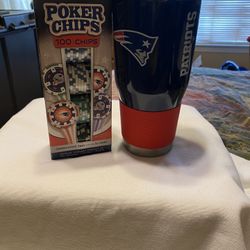 New England  Patriots Poker Chips And 32 oz  Cup