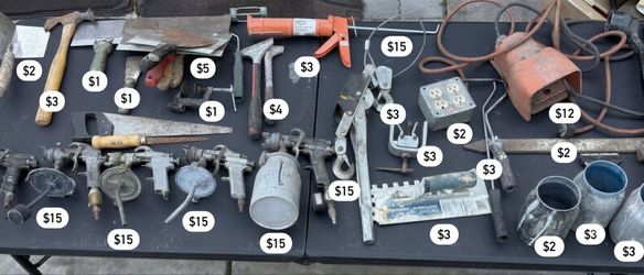 Assorted Vintage Hand and Power Tool Lot Including Paint Sprayers and Trowels
