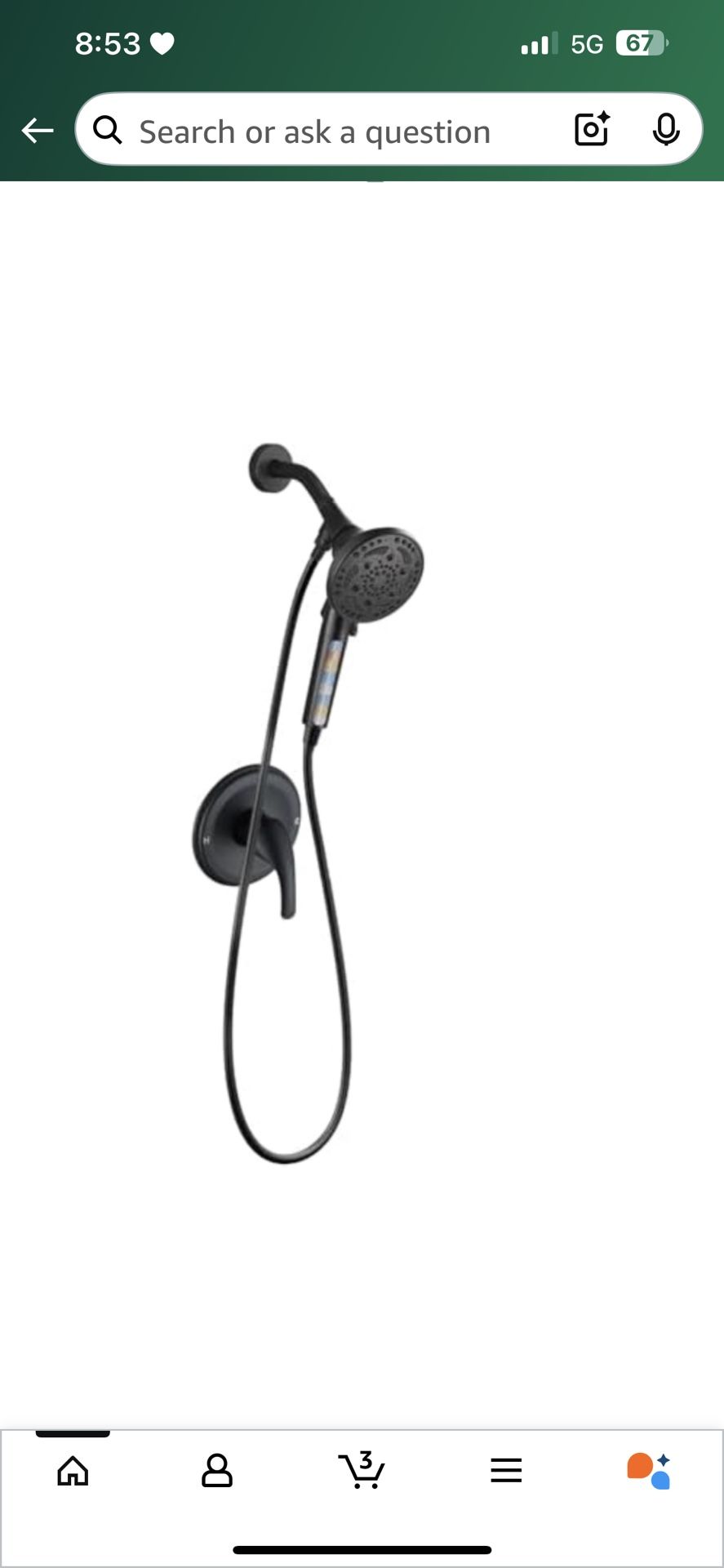 Cobbe Bathroom Shower System with Complete Combo Shower Mixer Valve, Black Trim Kit - Seven-Spray Filtered Rain Showerhead and Handheld Set