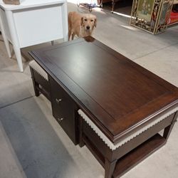 Coffee Table Set With Two Ottomans With Storage.