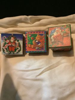 Holiday Decorations 2 Box In a Box And 1 Santa Box