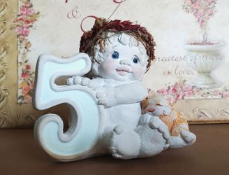 1995 Vintage Collectable Dreamsicle Happy 5th Birthday Cherub Figurine