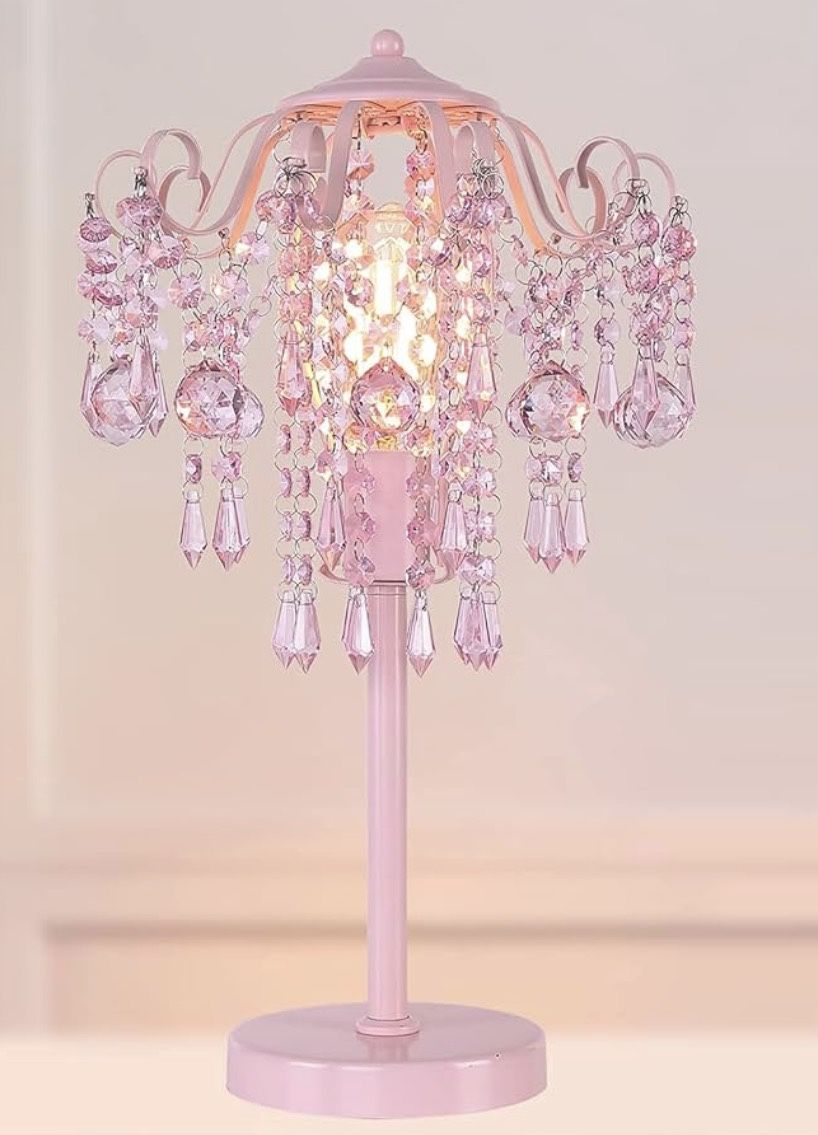 Pink Crystal Bedside Table Lamp