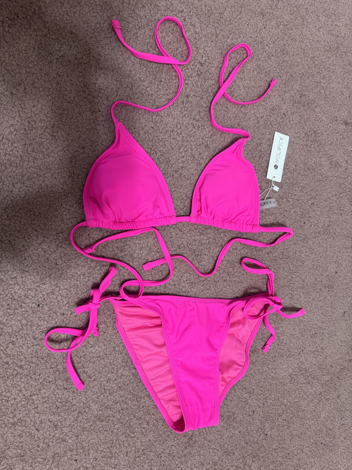 New Xs hot neon pink swimsuit bikini festival rave raver outfit swim suit top