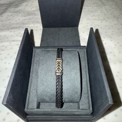 Chevron Bracelet Black Rubber with Black Diamonds and Sterling Silver