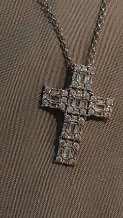 Silver Moissanite Cross Pendant Necklace