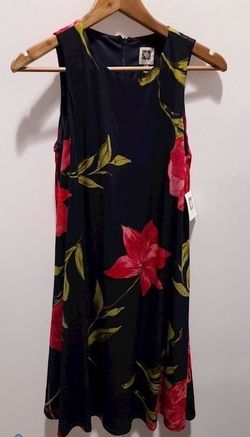 Anne Klein Women's Navy/Pinks/Green Size 10 Sleeveless Floral Sundress