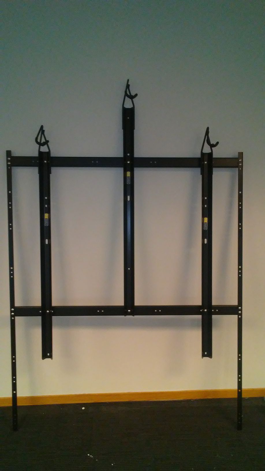 Have 6 bike racks that you hang on your wall two of them that hang three bikes rest you can hang for bikes
