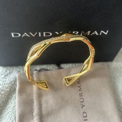 David Yurman Zig Zag Stax 18k Yellow Gold Diamond Bracelet 