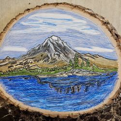 Wooden Mountain Scene Wall Art
