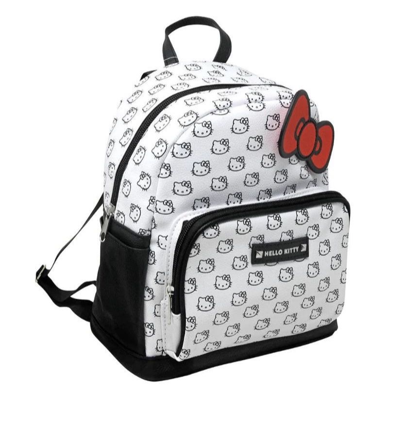 Sanrio Hello Kitty 10" Mini Backpack w/ Red Bow - Black/White