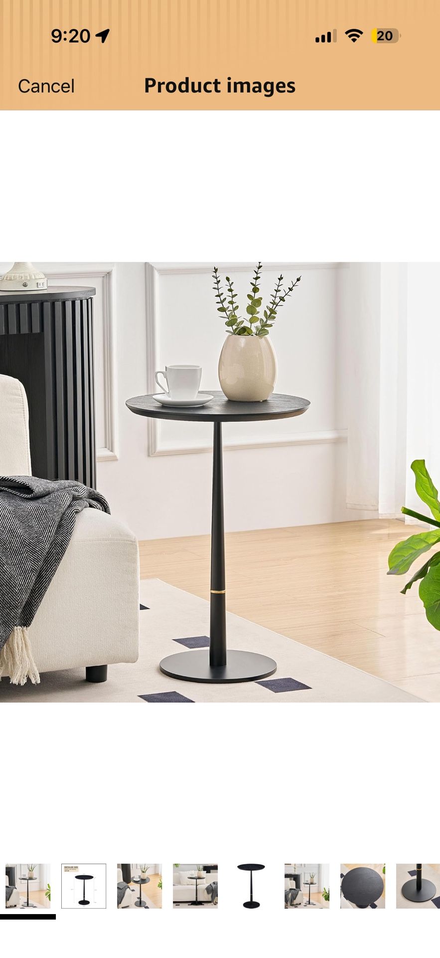 Brand New Round Side End Table Drink Table, Modern Black Pedestal Table Martini Table Accent Table Coffee Tea End Table for Bed Room, Living Room, 15.