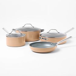 7pc Nonstick Ceramic Coated Aluminum Cookware Set Terracotta Orange - Figmint