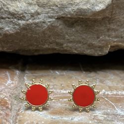 NEW Red Sun Pierced Stud Earrings Fashion Jewelry 