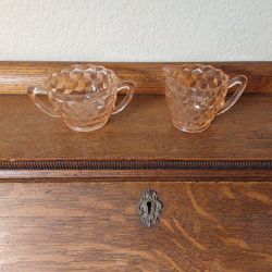 Antique Pink Depression Glass Cream & Sugar Serving Set - $20