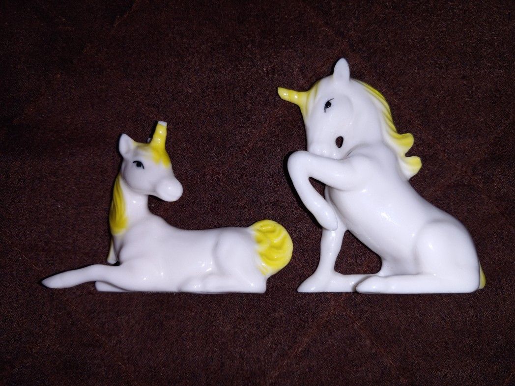 Vintage 80s Porcelain Unicorn Figurines 