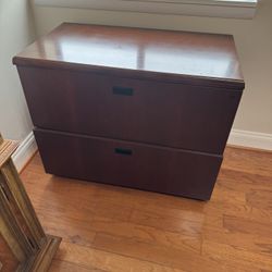 2-Drawer Office Credenza / Storage Cabinet – Cherry/Mahogany Finish