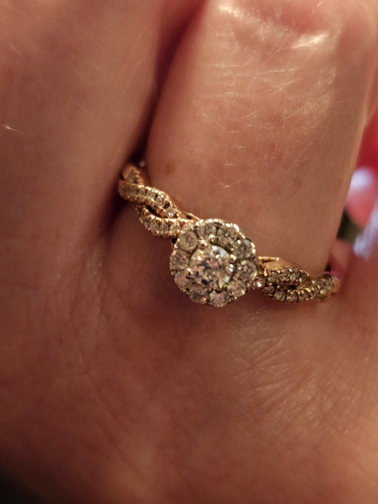 10K Rose Gold 3/8 c Diamond Engagement Ring 