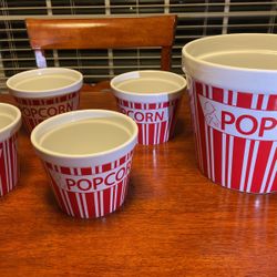Ceramic Popcorn 5 Piece Bowl Set 