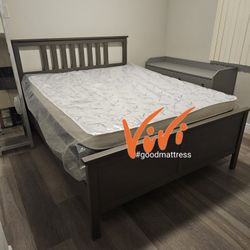 QUEEN PILLOW TOP MATTRESS WITH BOX SPRING 2PC. BED FRAME ISN'T AVAILABLE