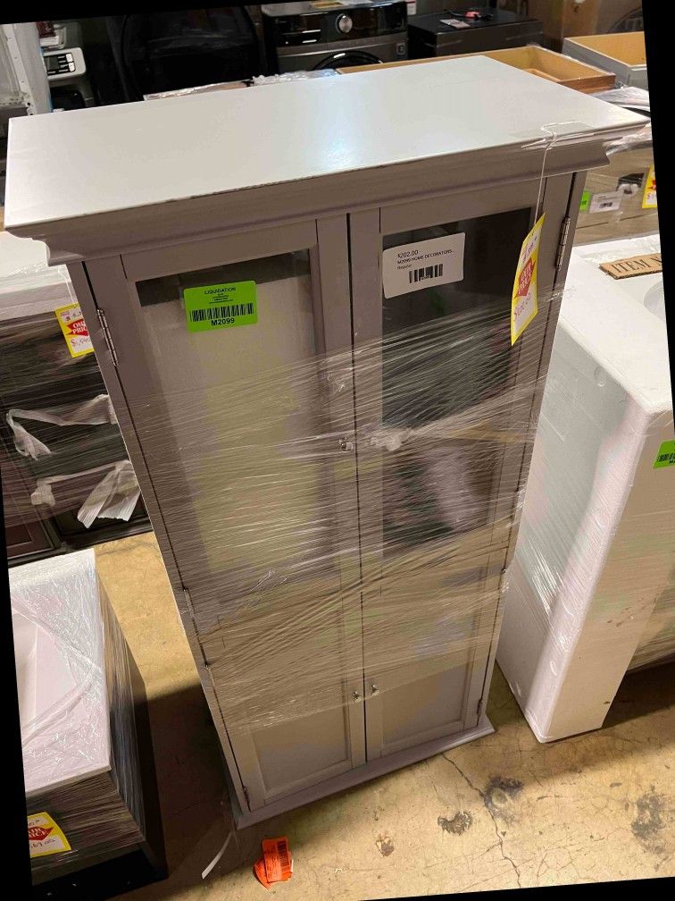 HOME DECORATORS Hampton Harbor Linen Cabinet in Dove Grey K
