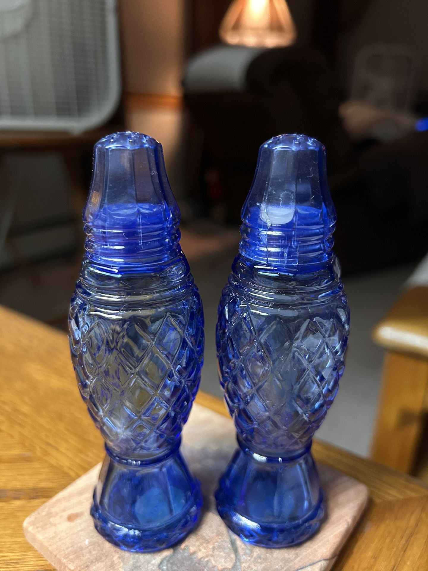 Vintage 1970s Avon Colbalt Salt & Pepper Shaker Bottles