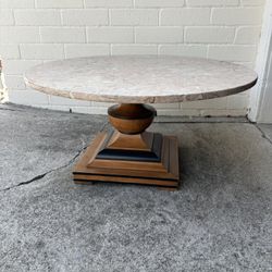 Vintage Hekman mid-century modern pink marble top coffee table in great condition