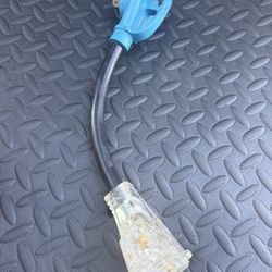 CircleCord 30 Amp to 110V RV/Generator Distribution Adapter Cord, NEMA TT-30P Male to 3X 5-15R/5-20R T-Blade Household Outlet Female with LED Power In